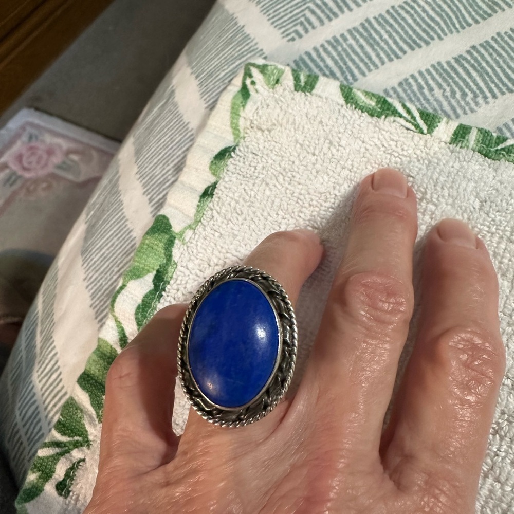 Sterling Silver Blue Stone Statement Ring